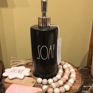 Rae Dunn Magenta Ceramic SOAP Dispenser Pump Bottle Jar